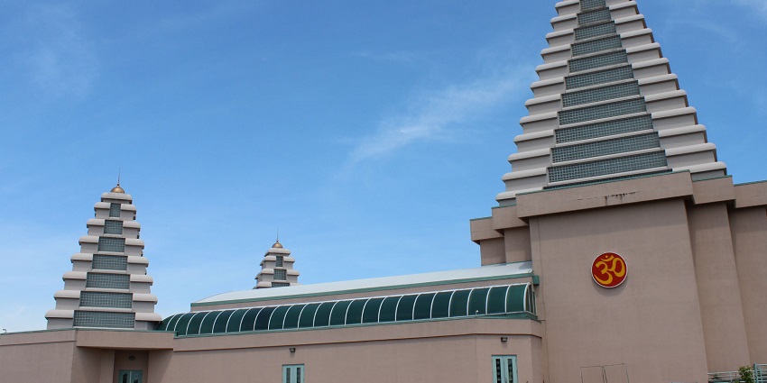 An image of The Hindu Sabha Temple in Brampton, is a large, beautiful Hindu temple.