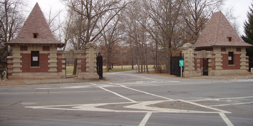 The picture of the Ballantine gates inside the Branch Brook Park in New Jersey, America.