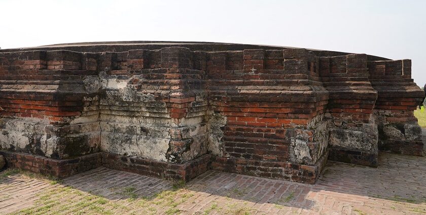 A picture of a Buddhist stupa at Bharatpur in Purba Bardhaman district, West Bengal.