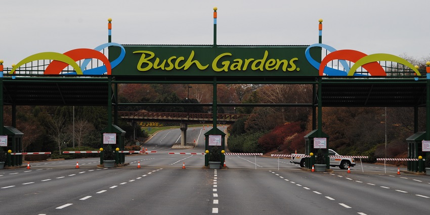 An image showing the main gate of the Busch Gardens Williamsburg in the USA.