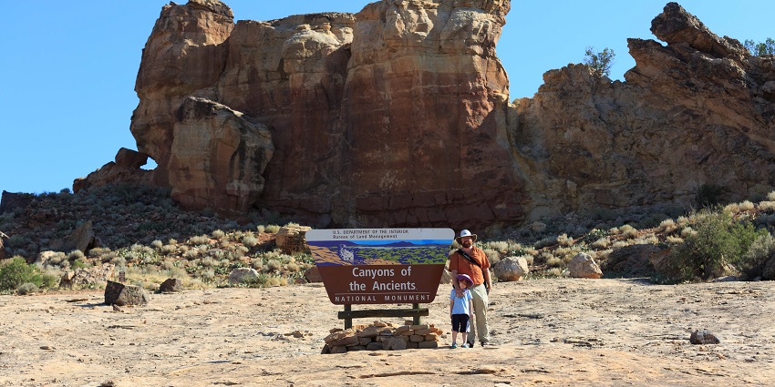 A view of Sand Canyon of the Ancients National Monument, showcasing the rugged landscape.