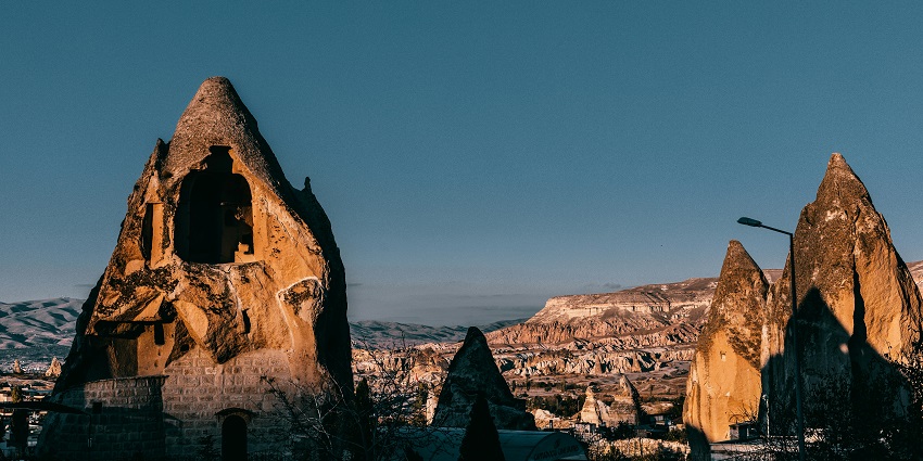 Turkey caves feature rock formations and ancient cave dwellings in the Cappadocia