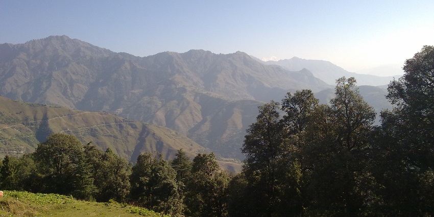 The snow covered mountains of Chakrata Hill Station near Lakha Mandal Shiv Temple