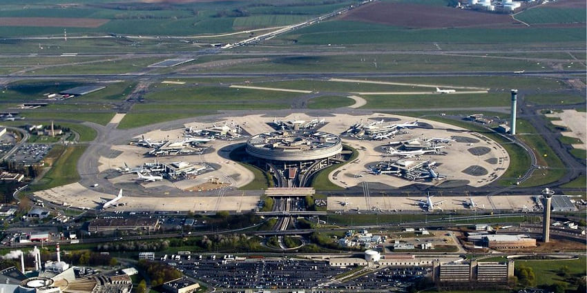 Charles de Gaulle Airport, a major international airport with modern facilities and connectivity.