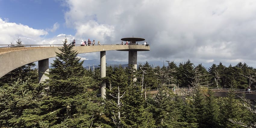 Clingmans Dome observation tower, one of the best places near Great Smoky Mountains National Park