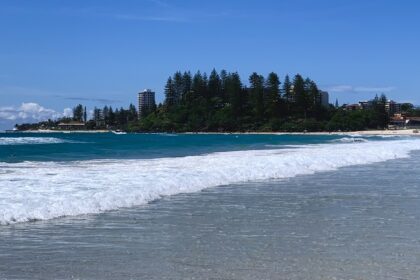 The Coolangatta Beach looks stunning with its lovely waves on a sunny day