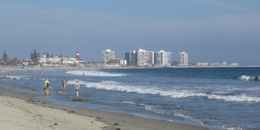 An image of Coronado Beach, one of the most famous beaches in California