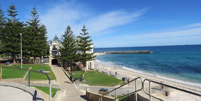 A beautiful view of cottesloe beach during the evening.