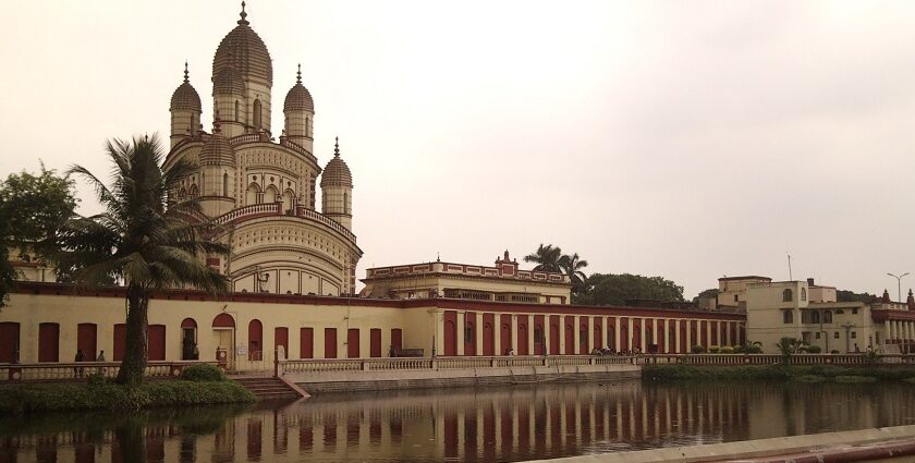 An image of Dakshineswar Temple, showcasing its historical architecture and sacred aura.