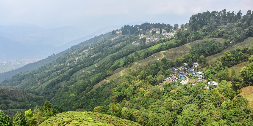 The view at Darjeeling landscapes, a hill station near West Bengal.