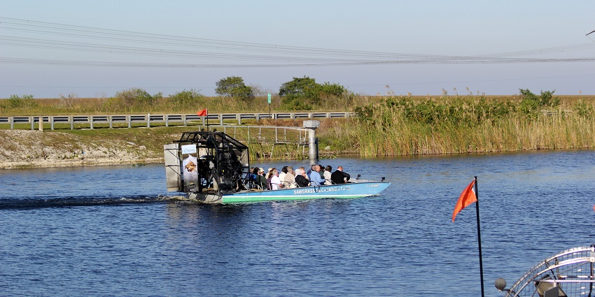 Everglades National Park with people in a boat - one of the things to do in Miami, Florida.