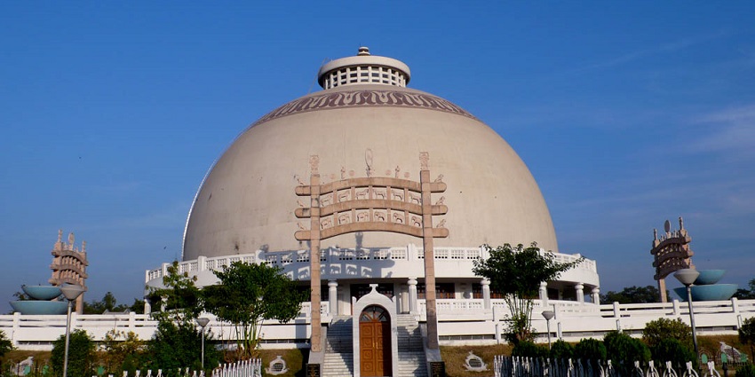 White stupa of Deeksha Bhoomi in Nagpur, a Buddhist monument honoring Dr. Ambedkar.