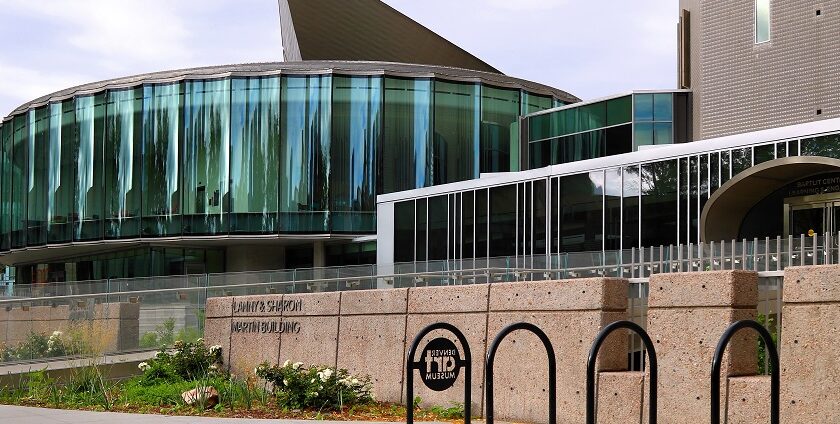 Exterior view of the Denver Art Museum, featuring modern architecture and a unique design