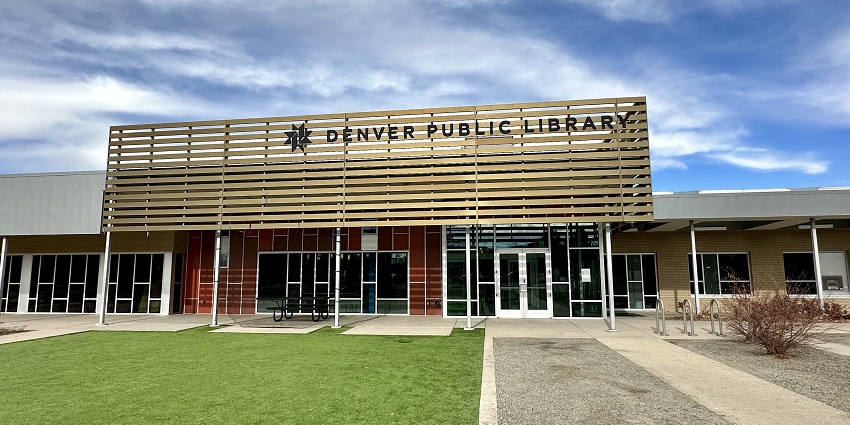 An exterior view of the public library, a popular destination near Denver Art Museum