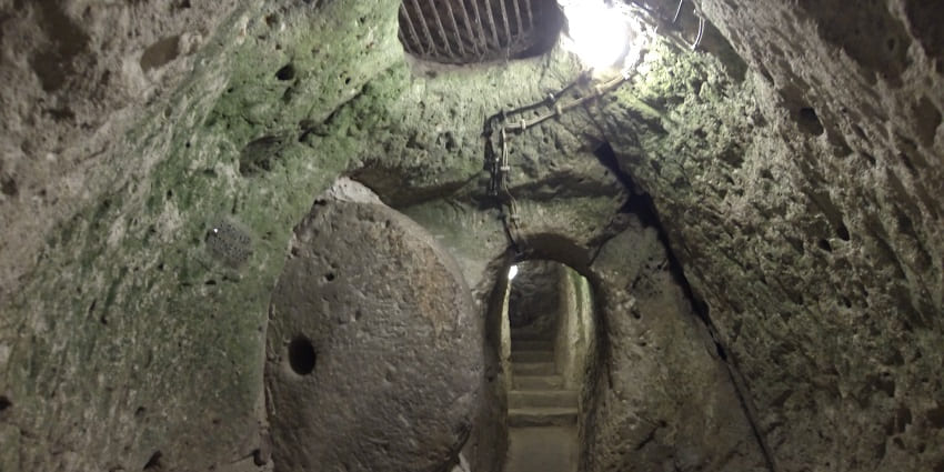 Fascinating multi-level underground city carved into a volcanic rock formations.