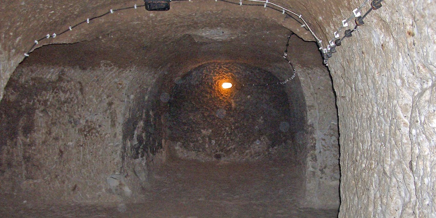 Image of ancient underground city with multi-level caves and tunnels