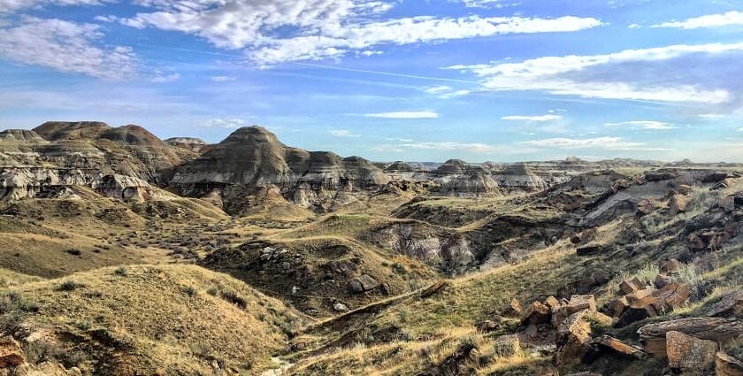 Panoramic view of Dinosaur National Monument, featuring rugged landscapes and distant mountains