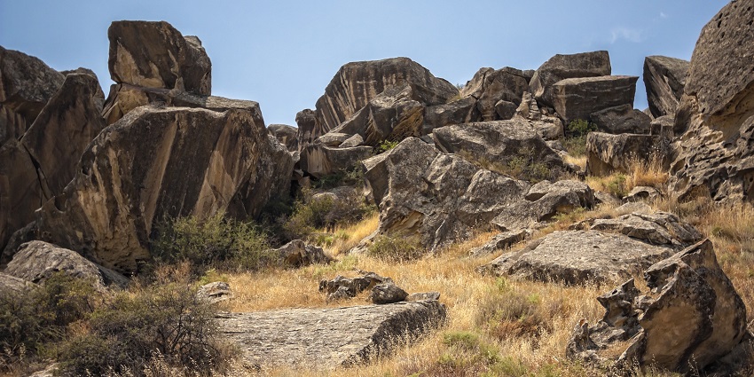 UNESCO site with ancient petroglyphs, mud volcanoes, and landscapes