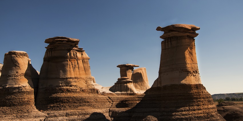 Hoodoos rock formations in Drumheller, Alberta,the best place near Dinosaur National Park
