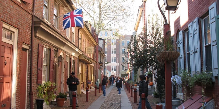 Elfreth's Alley, a national historic landmark - one of the things to do in Philadelphia.
