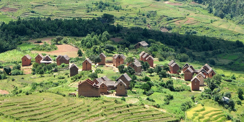 The sight of the terraced fields on the drive across the Madagascar outskirts