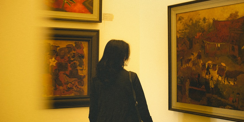 An oil painting in one of the art museums in Durban at Etching Art Gallery, South Africa.