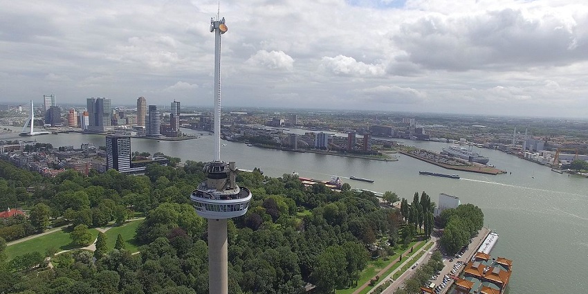 Explore the stunning, tall Euromast Tower with city views of Rotterdam, Netherlands.