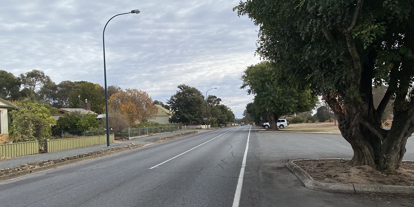 A glimpse of tree-lined streets of the Barossa Valley which is famous for its wineries.