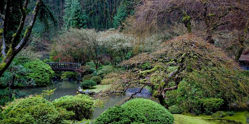 A fairytale view at the Japanese Garden - one of the things to do in Portland, Oregon in June.