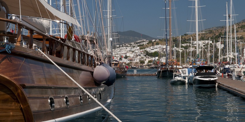 Exploring the marina with luxury yachts, cafes, and the shopping spots in Bodrum.