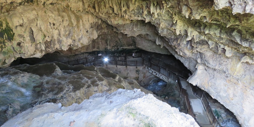 Stunning Kaklik Cave, known as underground Pamukkale, with cascading white formations.