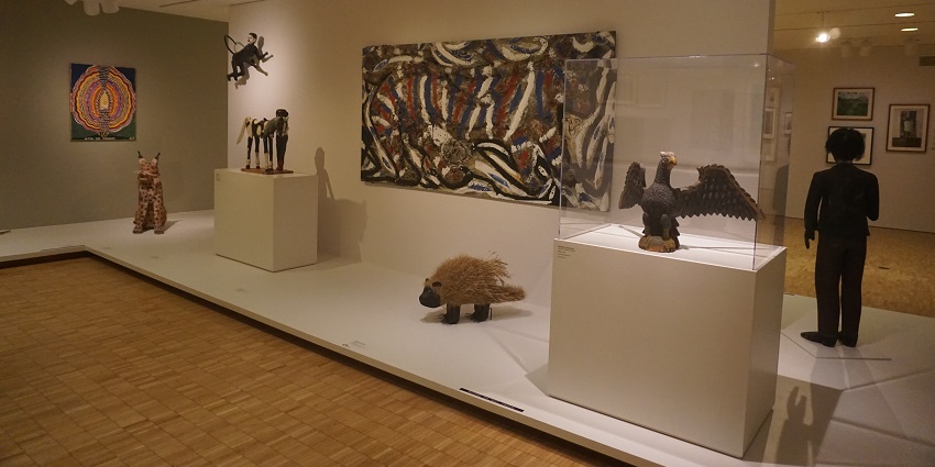 A representative image of the Folk Art Gallery consists of paintings and statues.