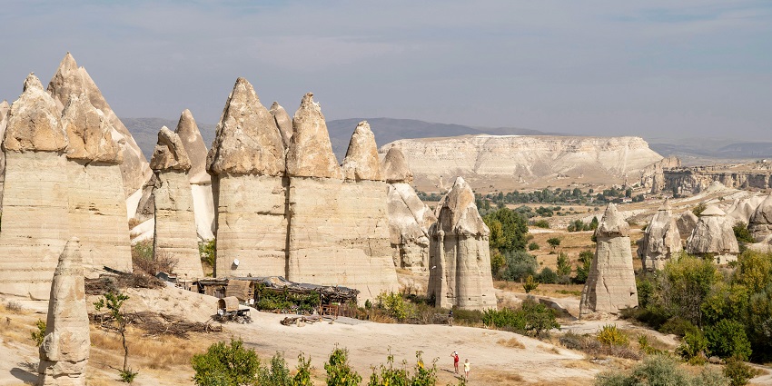 Unique rock formations and ancient caves in Cappadocia's stunning landscape
