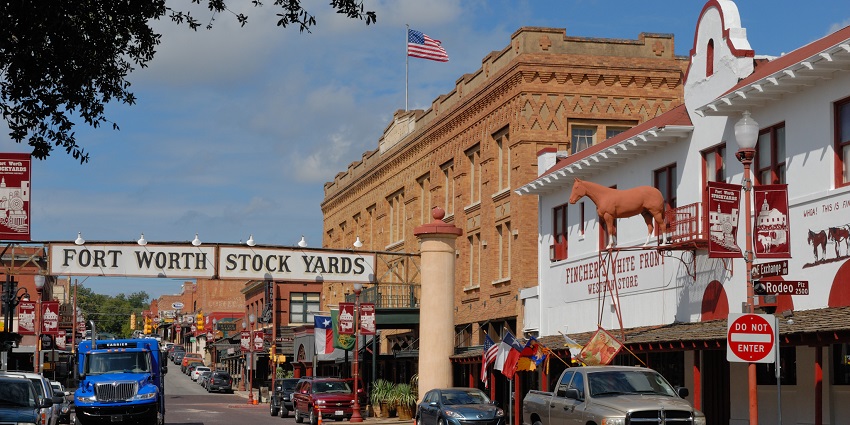 An image of the Fort Worth Stockyards, a popular destination near the Kimbell Museum