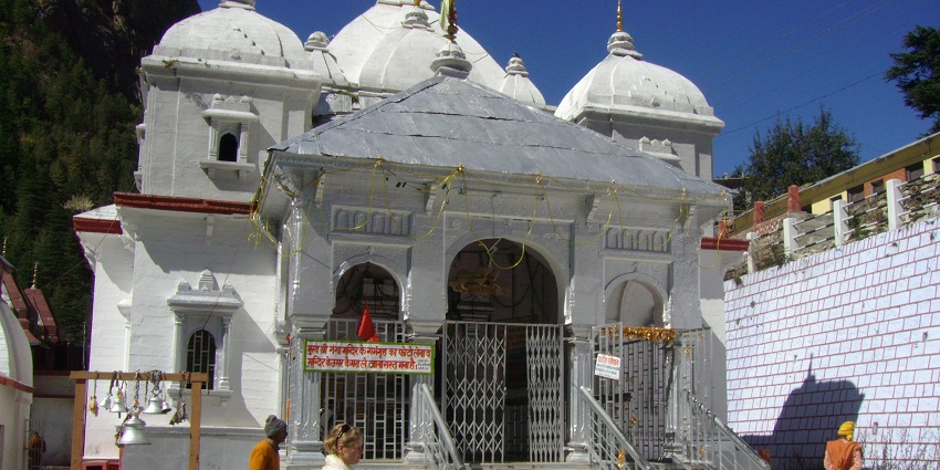 Gangotri Temple is a sacred shrine by the Ganges River.