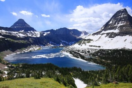 An image showing a view of the Glacier National Park, a famous tourist attraction in Montana.