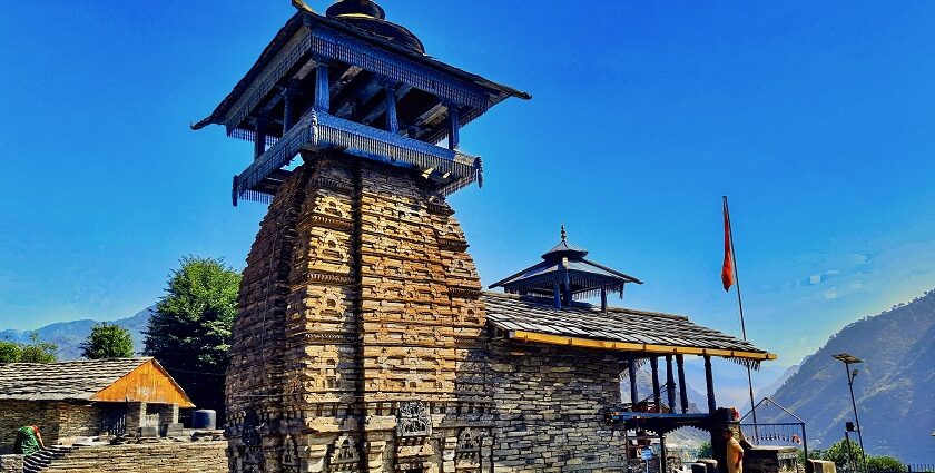 A Majestic view of the famous Gopinath temple in the hills of Uttarakhand