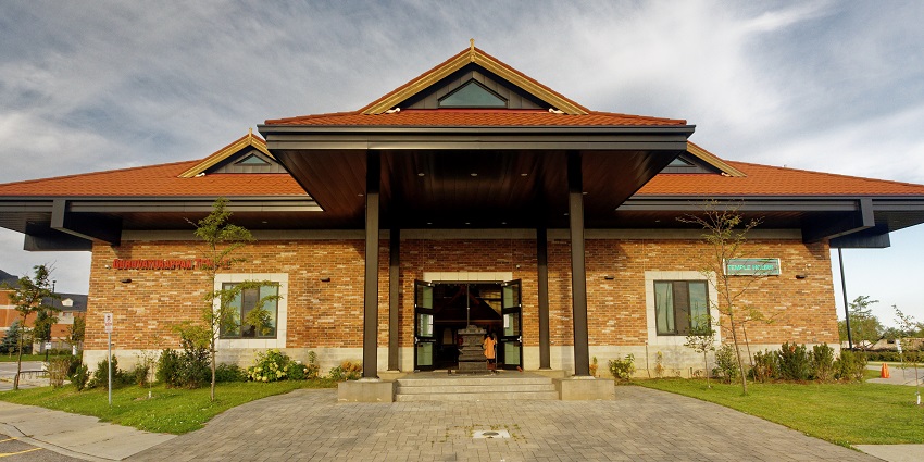 A Hindu temple with traditional architecture, the Guruvayurappan Temple of Brampton.