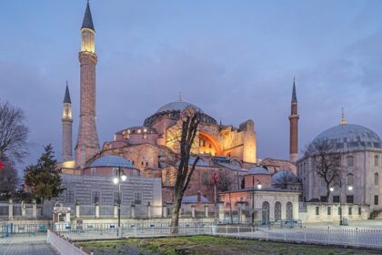 Hagia Sophia Mosque with stunning mosaics, arches, and history.