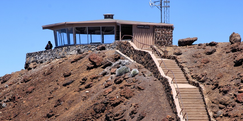 View of Haleakalā Summit near Haleakala National Park, featuring volcanic landscape.