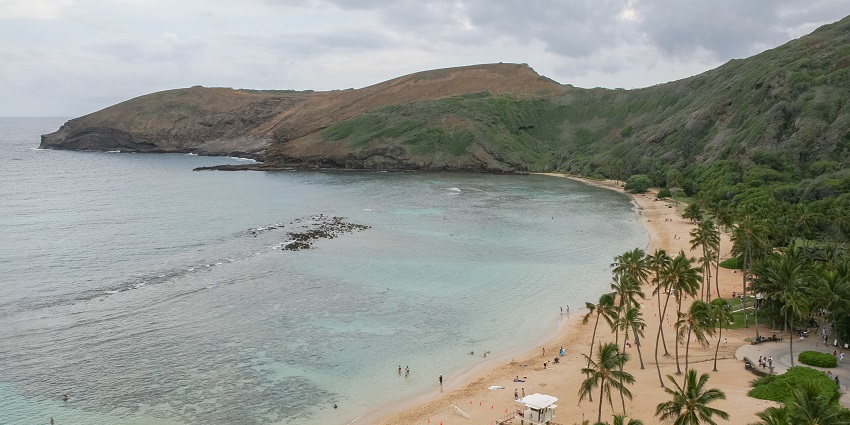 Hanauma Bay - one of the beaches in Hawaii, with clear waters and vibrant marine life.