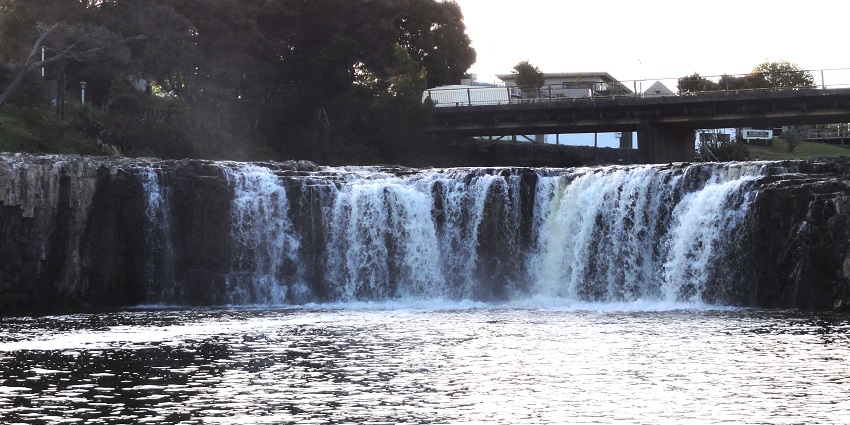 A surreal view of the Haruru Falls located near the Bay of Islands in New Zealand
