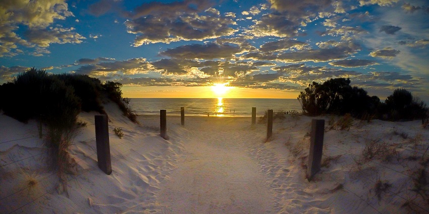 Surreal sunset at the Henley Beach, one of the famous beaches in Adelaide. Australia
