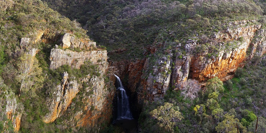 Aerial view of the Hike Morialta Conservation Park which offers picturesque hiking trails.