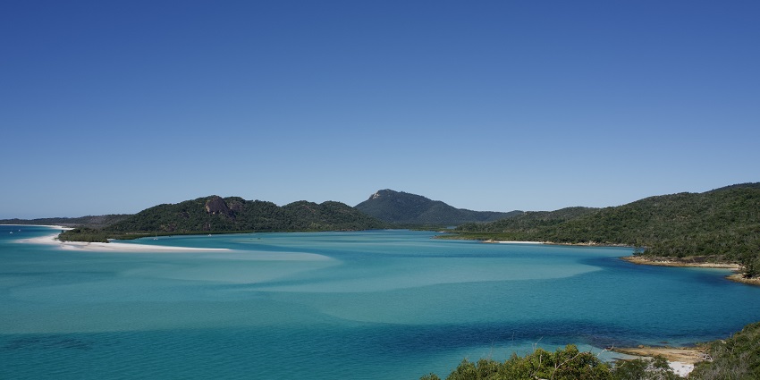 Hill Inlet overlooks the white sands and blue waters of Whitehaven Beach.