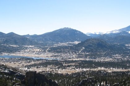 A Beautiful Panoramic view of Estes Park, taken at an altitude of about 9,000 feet.