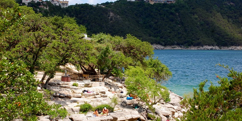 Image of Hippie Hollow on Lake Travis in Texas with clothing optional public area