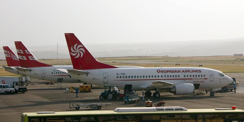 An image of Tbilisi International Airport one of the ways to reach the iconic Narikala Fort.