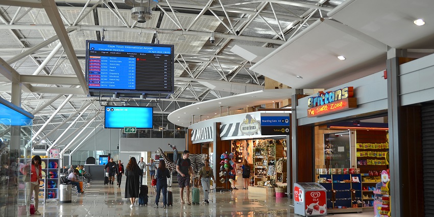 Busy passengers at the Airport at Cape Town near the Boulder’s beach