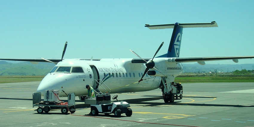 The busy check-in area of the Nelson Airport, New Zealand, a way to reach the park.
